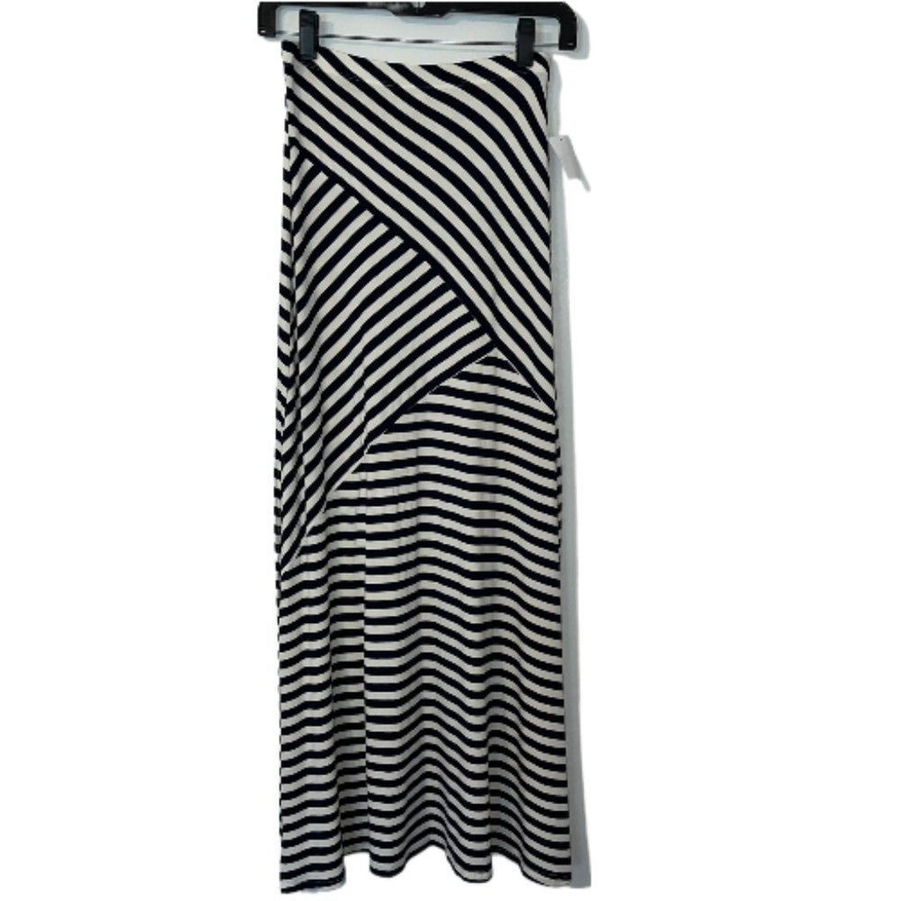 SOLD-Charlotte Russe Size Small Women Navy Stripe Side Slit Maxi Dress